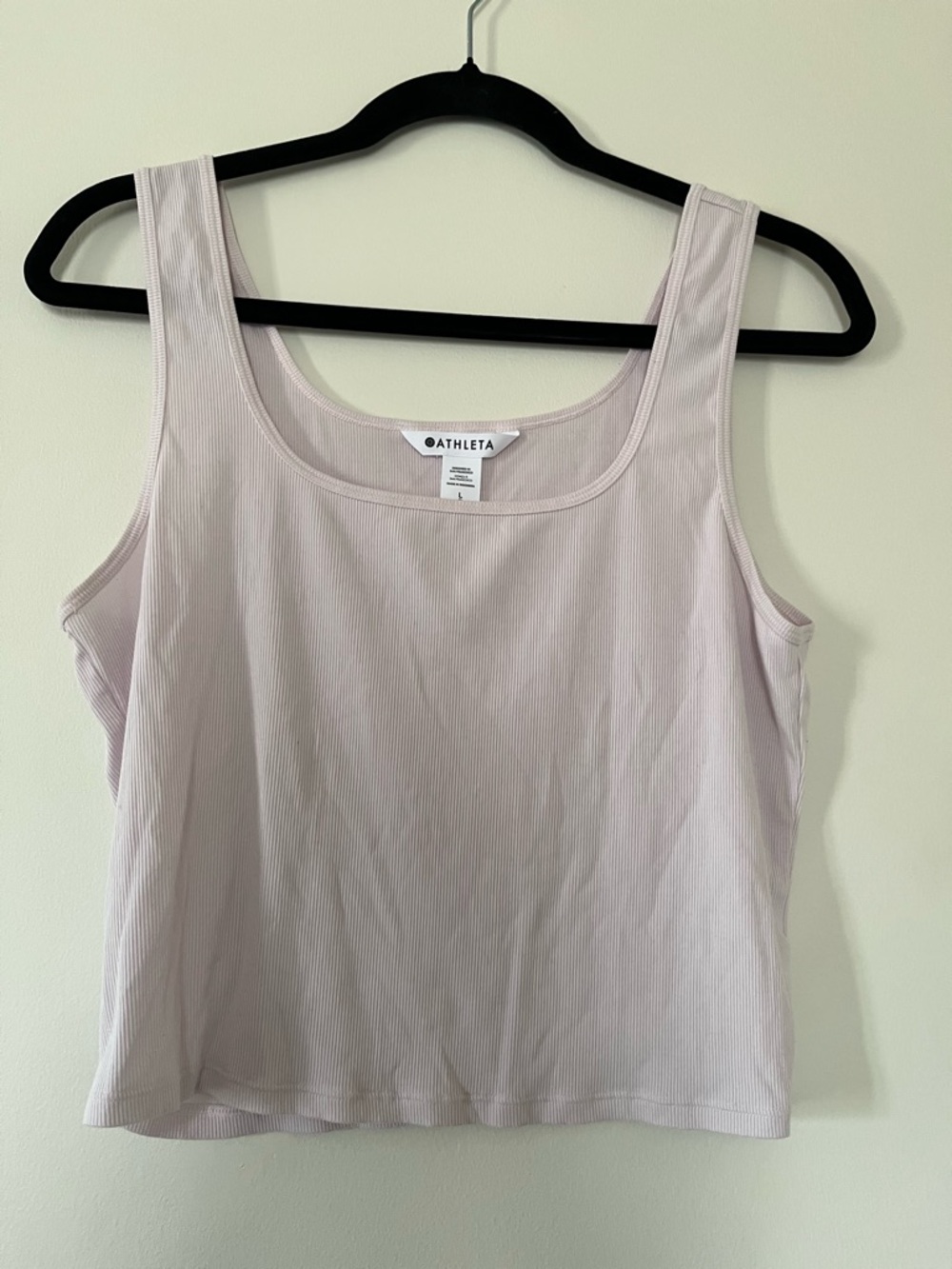Athleta Baby Pink Ribbed Crop Tank Top Balletcore Large Soft Girl Pilates Gym